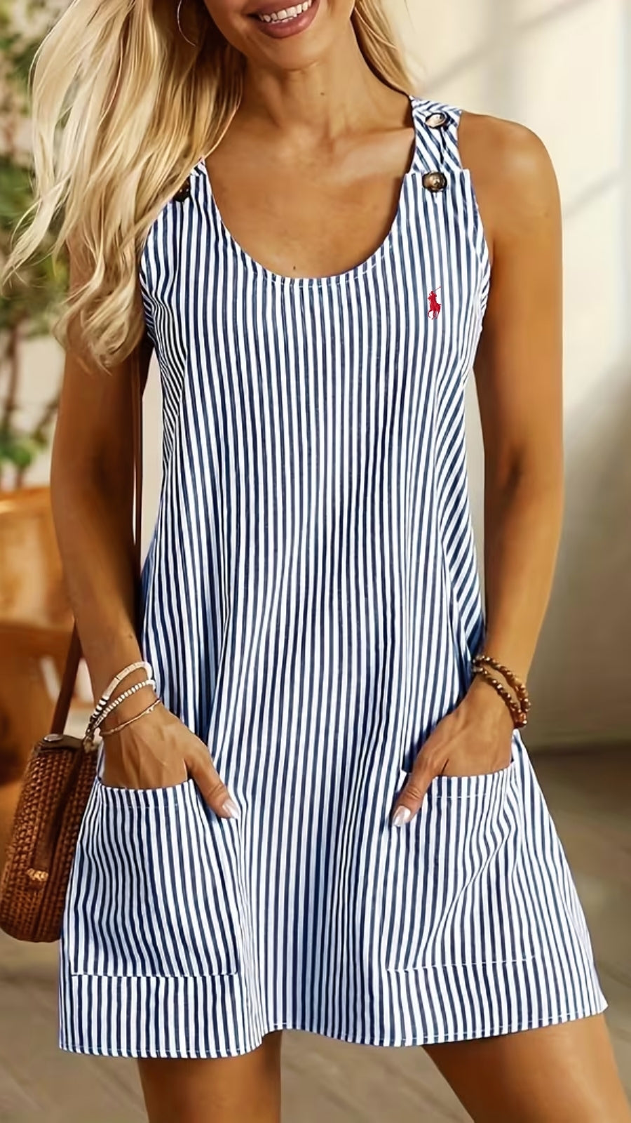 Striped Summer Dress with Pockets — LIQUIDATION PRICE