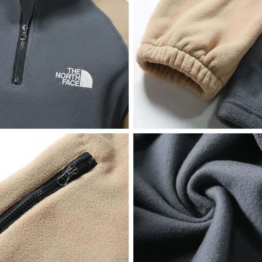 Men's Contrast-Panel Quarter-Zip Fleece