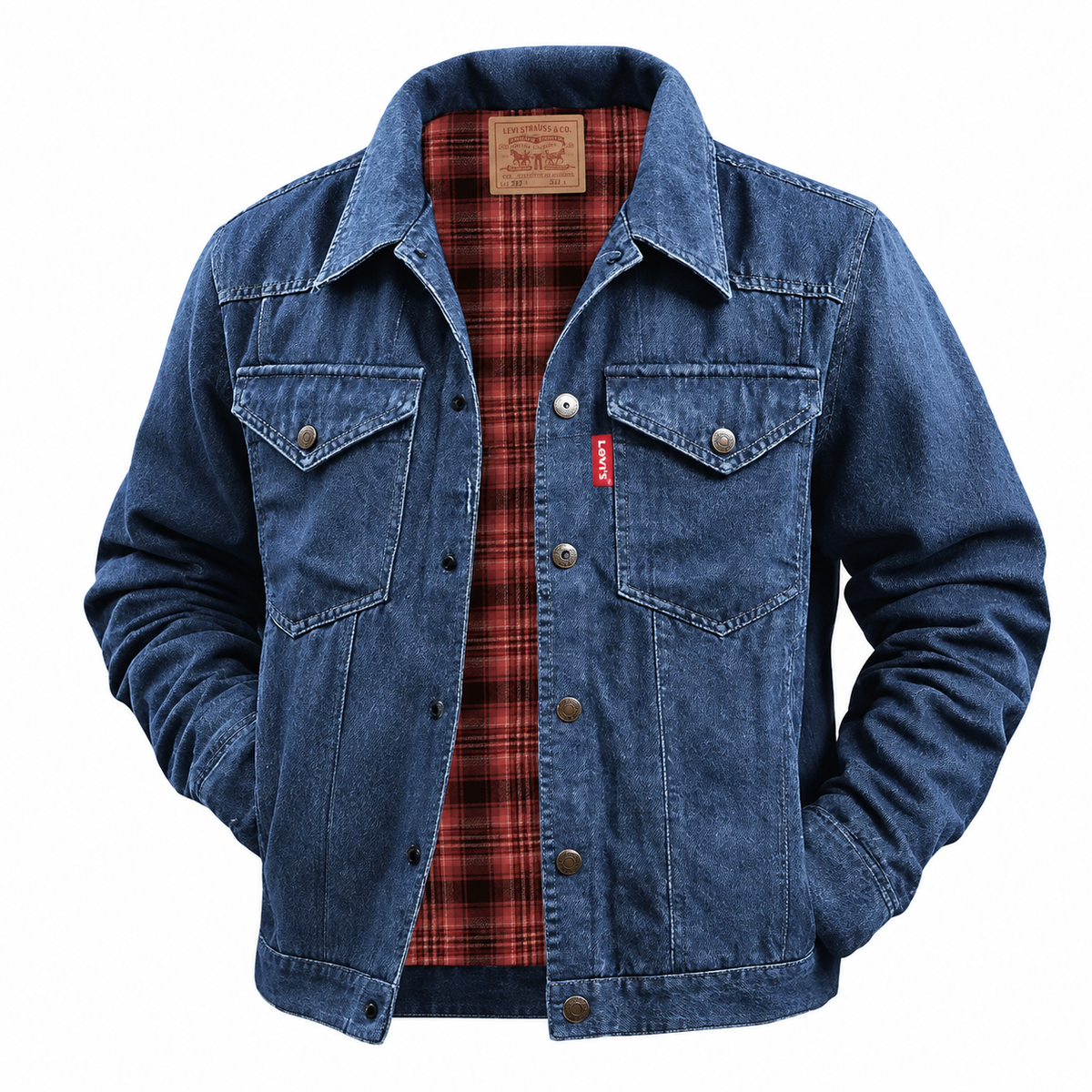 Men’s Plaid-Lined Denim Jacket