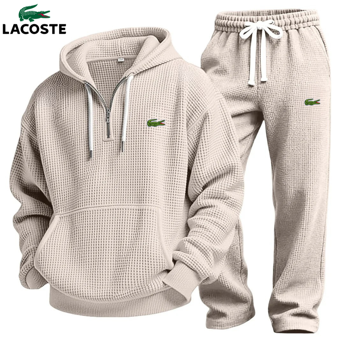 Men's Textured Half-Zip Hoodie & Jogger Tracksuit