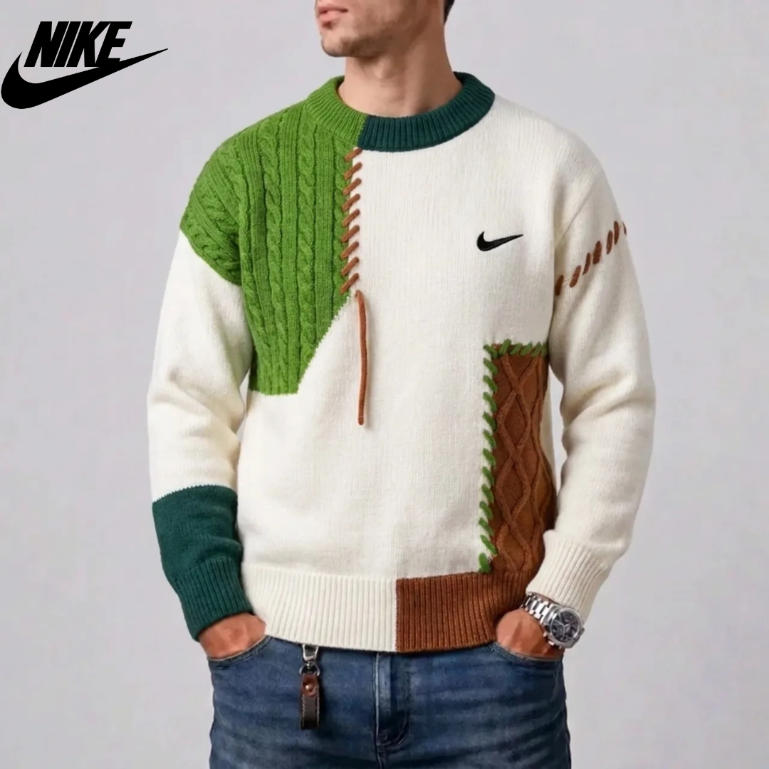 Patchwork Cable-Knit Sweater