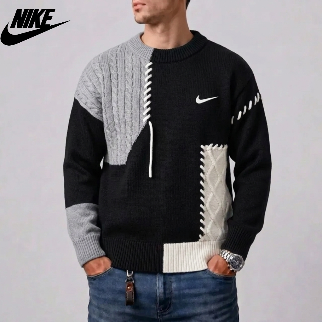 Patchwork Cable-Knit Sweater