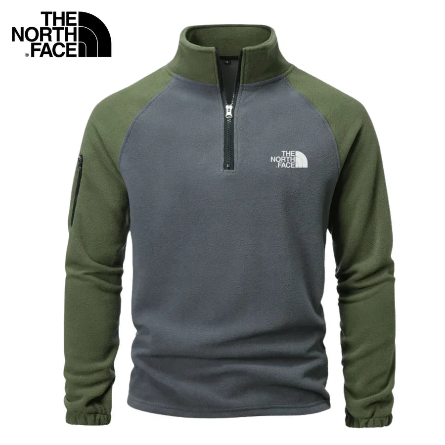 Men's Contrast-Panel Quarter-Zip Fleece