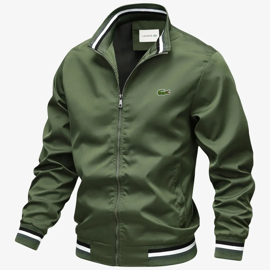 Men's Striped-Trim Zip Bomber Jacket