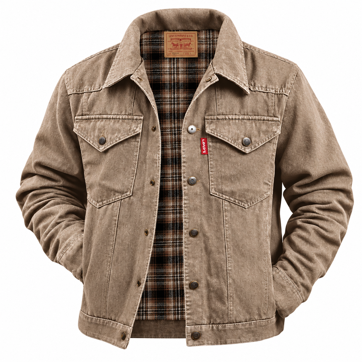 Men’s Plaid-Lined Denim Jacket