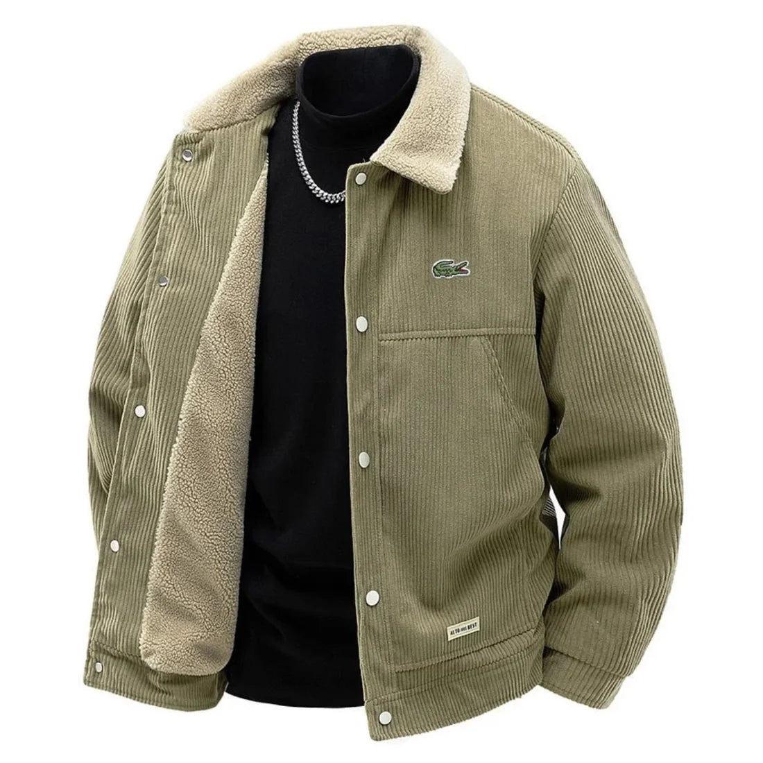 Men's Contrast-Collar Snap-Front Jacket
