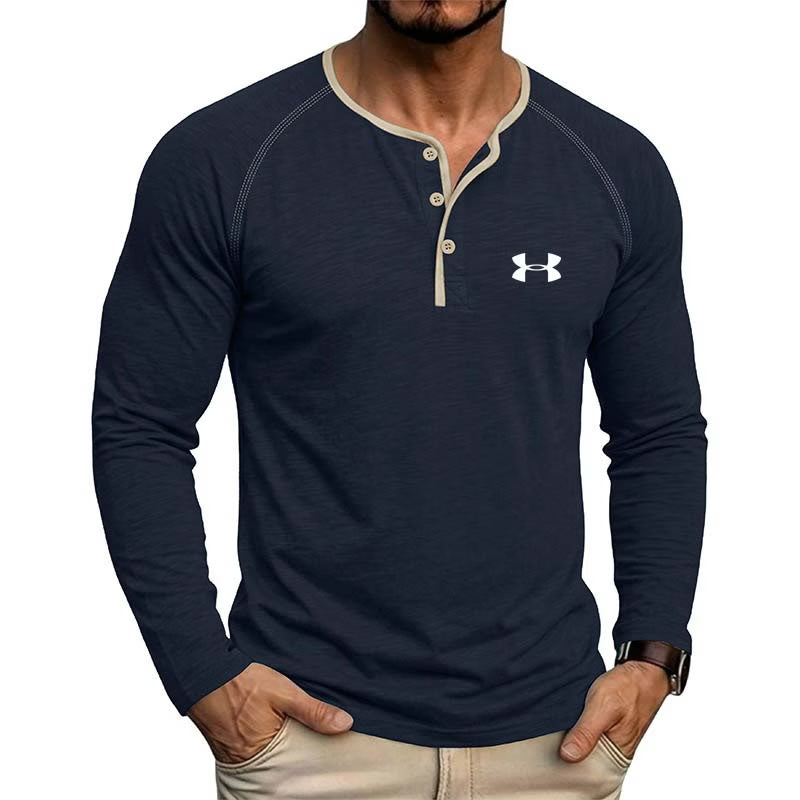 Men's Contrast-Trim Long-Sleeve Shirt
