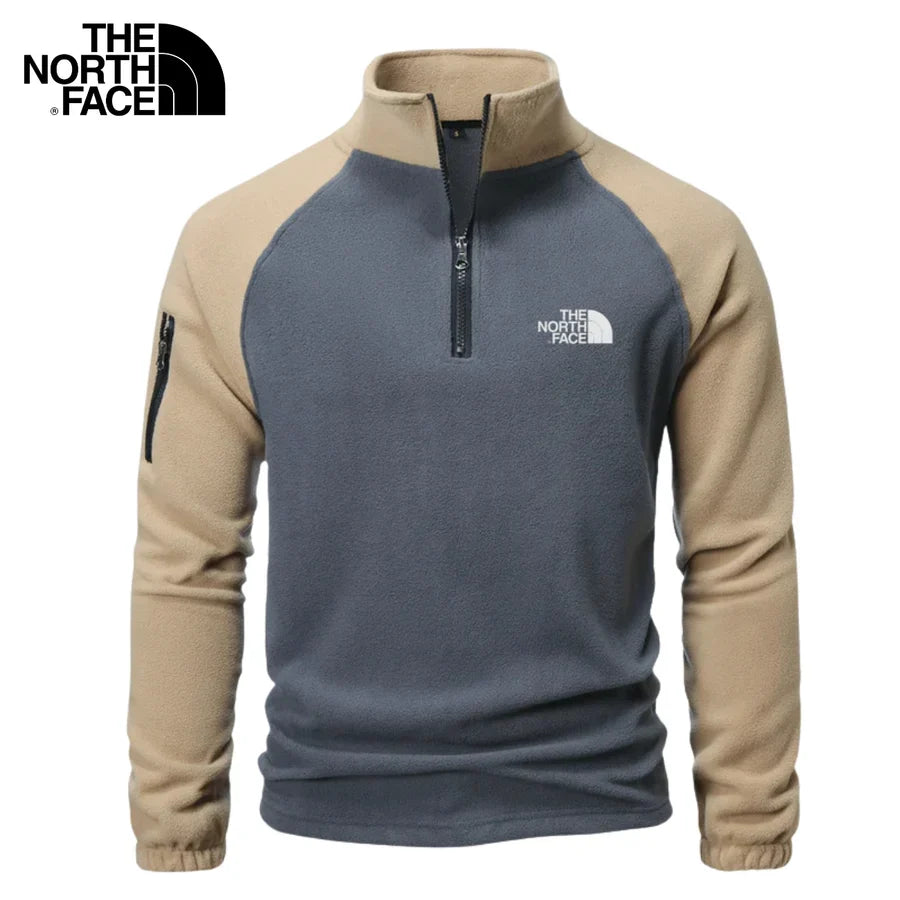 Men's Contrast-Panel Quarter-Zip Fleece