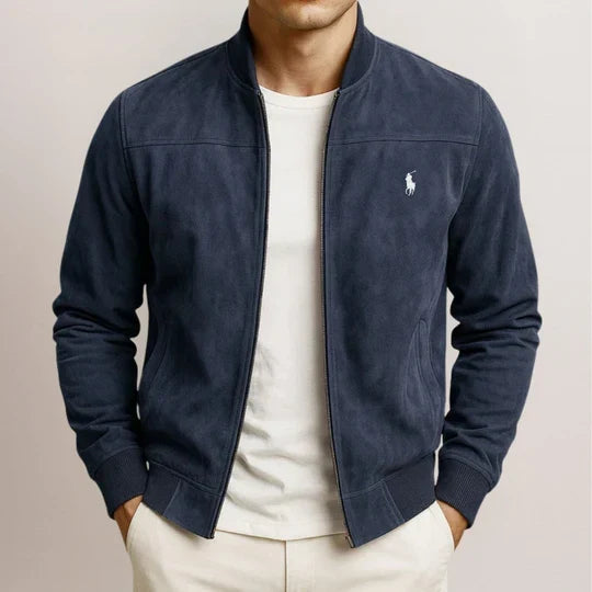 Men's Suede-Effect Zip Bomber Jacket