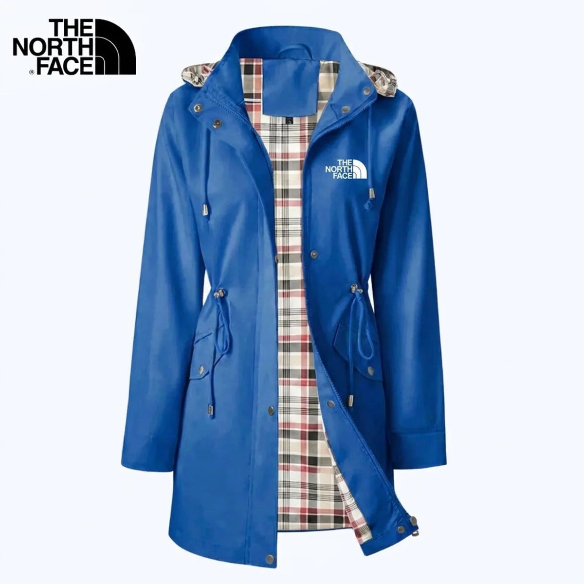 Women's Plaid-Lined Drawstring Hooded Parka