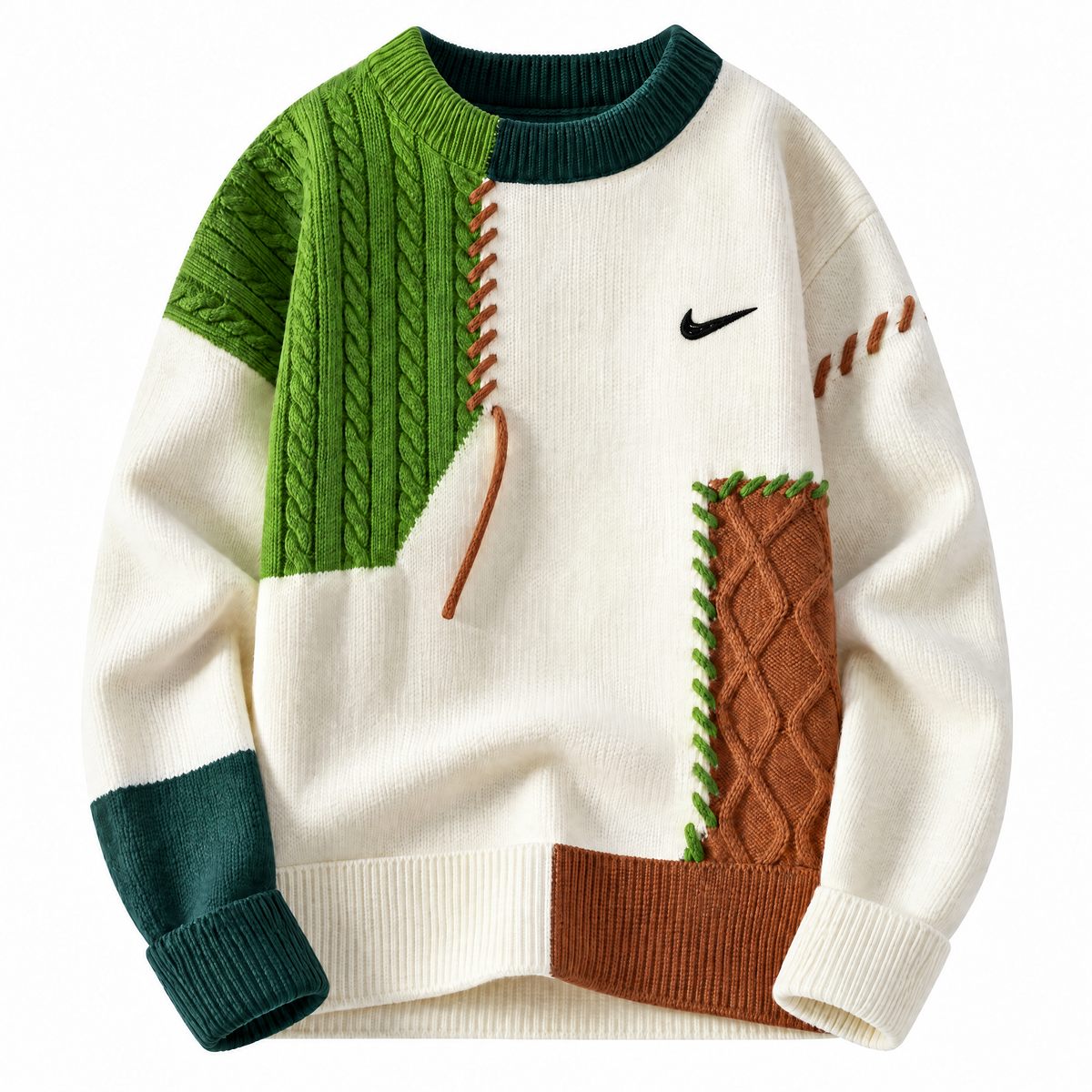 Patchwork Cable-Knit Sweater
