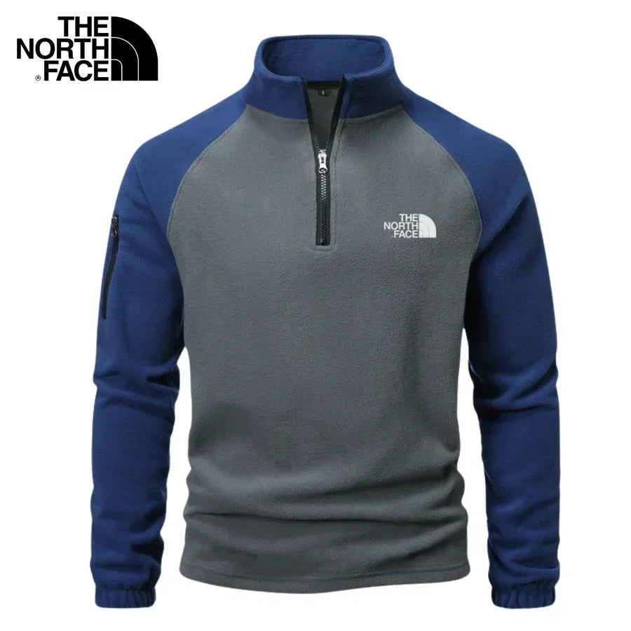 Men's Contrast-Panel Quarter-Zip Fleece