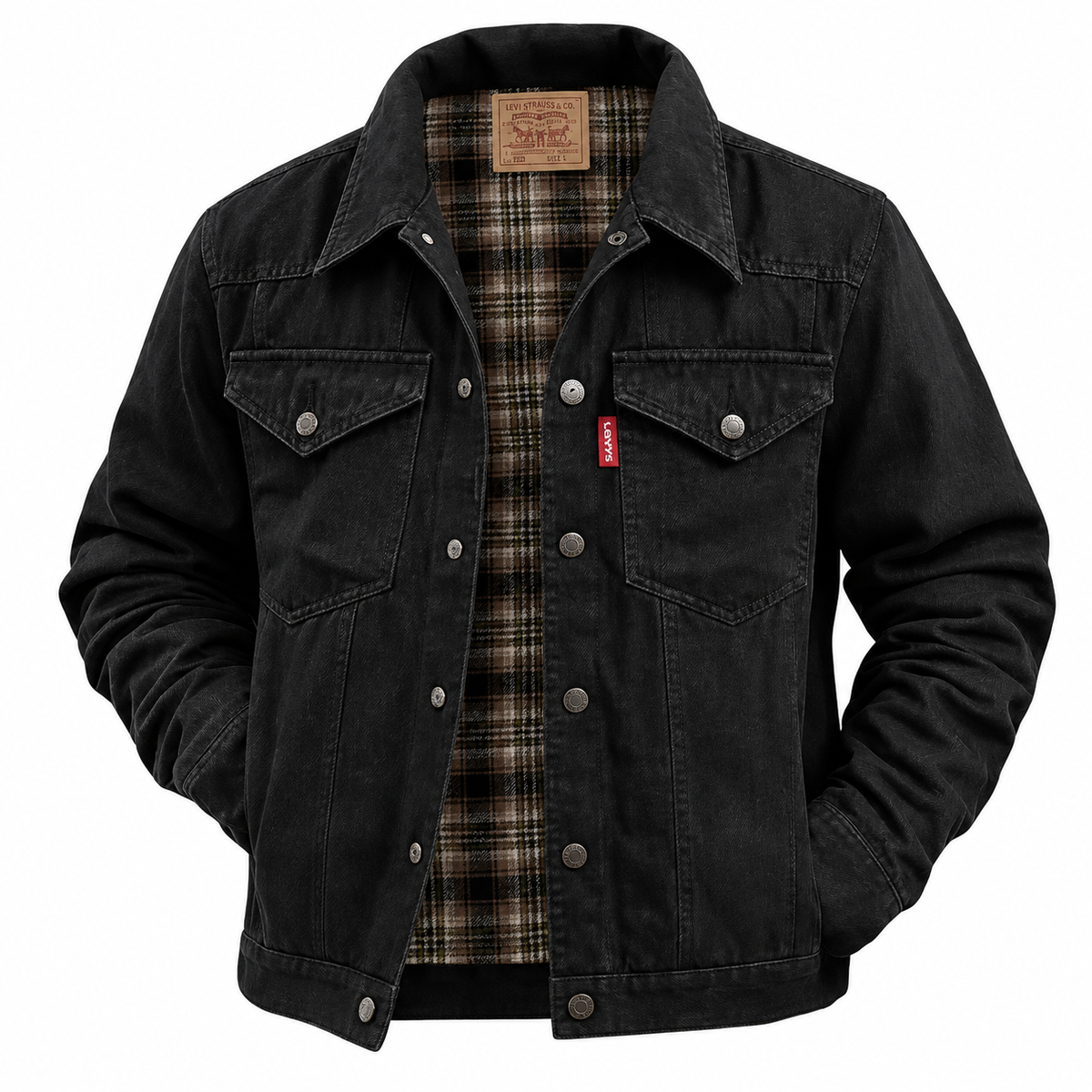 Men’s Plaid-Lined Denim Jacket
