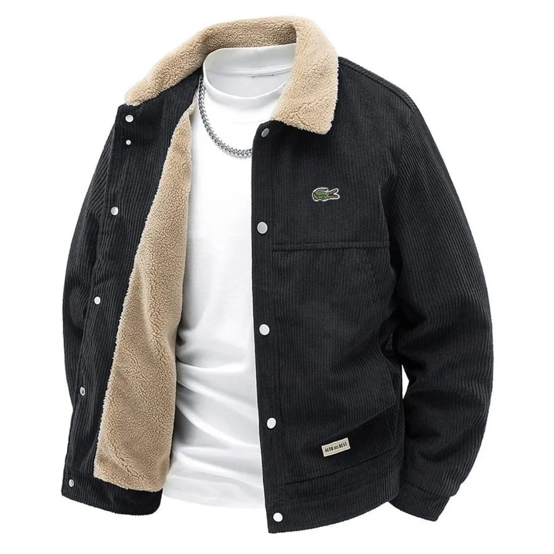 Men's Contrast-Collar Snap-Front Jacket