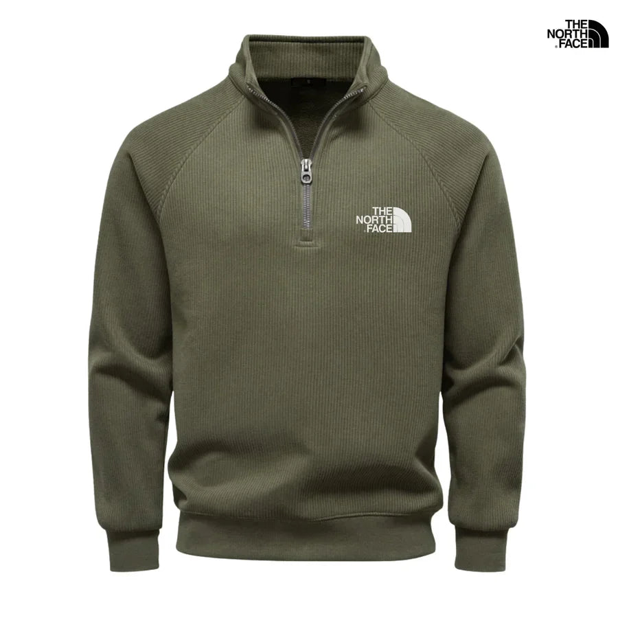 Men's Ribbed Raglan Quarter-Zip Sweater