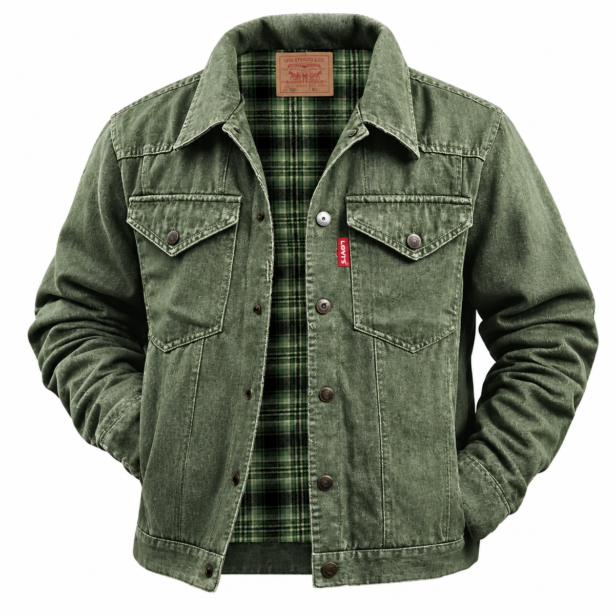 Men’s Plaid-Lined Denim Jacket