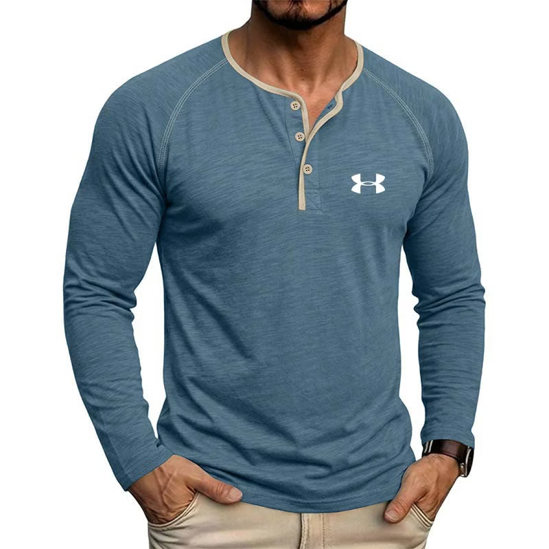 Men's Contrast-Trim Long-Sleeve Shirt