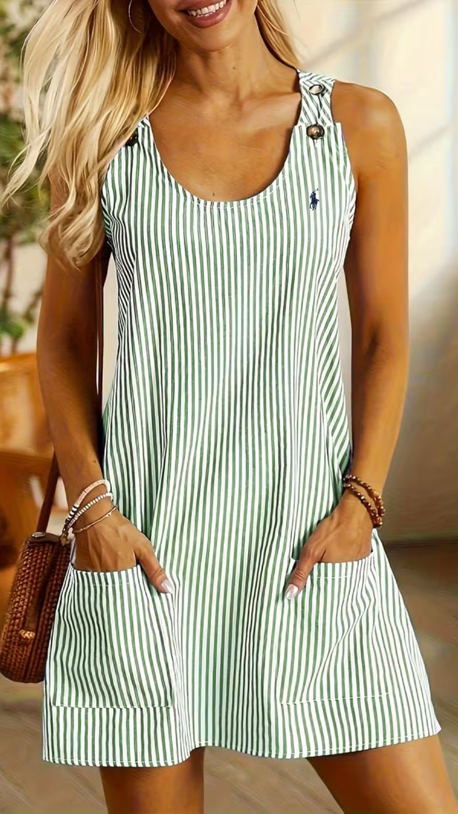 Striped Summer Dress with Pockets — LIQUIDATION PRICE
