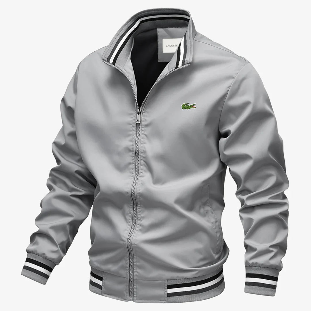 Men's Striped-Trim Zip Bomber Jacket