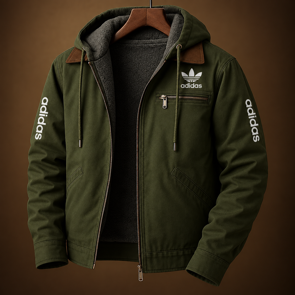 Men's Contrast-Lined Hooded Zip Jacket