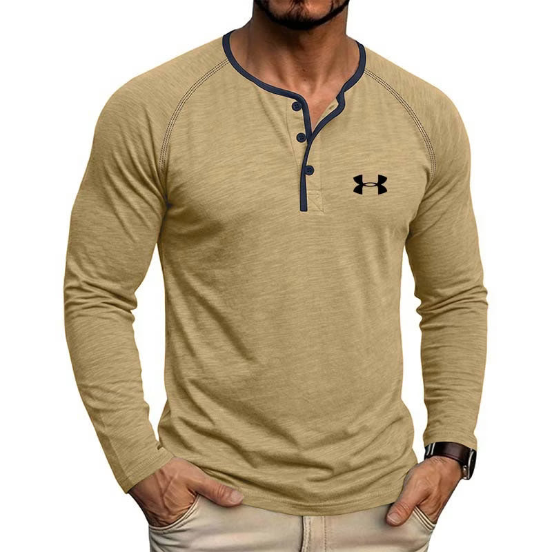 Men's Contrast-Trim Long-Sleeve Shirt