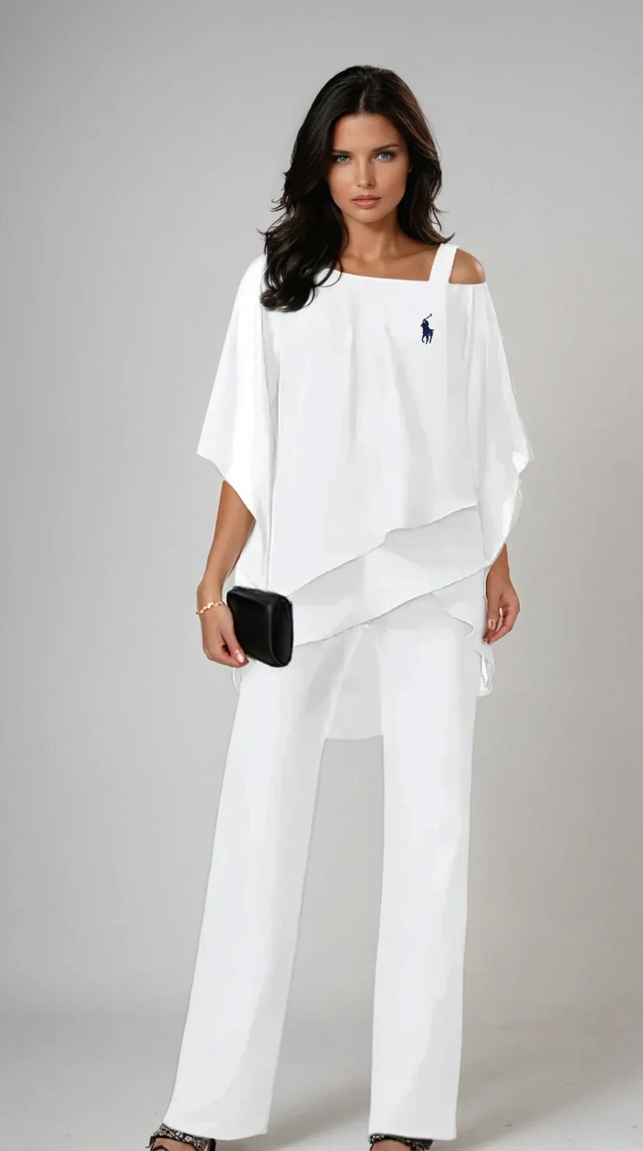 Women's Elegant Chiffon Two-Piece Pant Set | Loose Fit Cold Shoulder Matching Outfit
